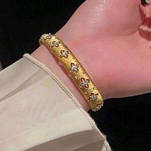 SS 925 Italian  Gold Star-Embellished  Bracelet Zirconia